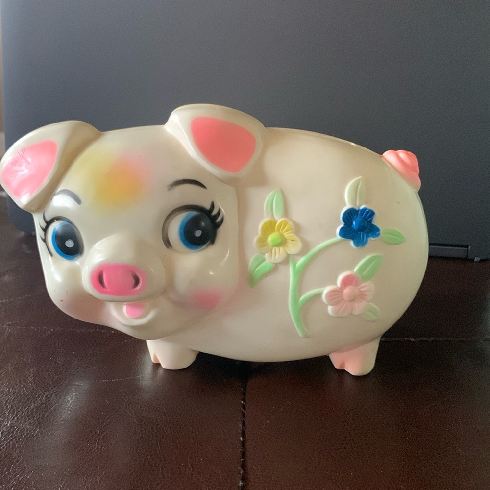 Vintage Santoy 1977 plastic Piggy Bank